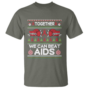 Together We Can Beat AIDS T Shirt HIV Awareness Boxing Ugly Sweater Gift TS12 Military Green Print Your Wear