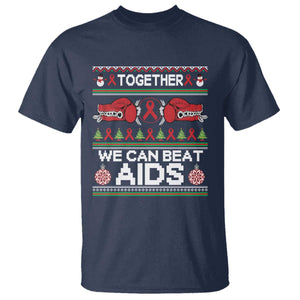 Together We Can Beat AIDS T Shirt HIV Awareness Boxing Ugly Sweater Gift TS12 Navy Print Your Wear