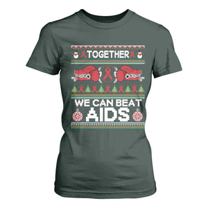 Together We Can Beat AIDS T Shirt For Women HIV Awareness Boxing Ugly Sweater Gift TS12 Dark Forest Green Print Your Wear