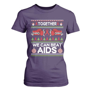 Together We Can Beat AIDS T Shirt For Women HIV Awareness Boxing Ugly Sweater Gift TS12 Purple Print Your Wear