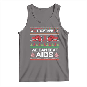 Together We Can Beat AIDS Tank Top HIV Awareness Boxing Ugly Sweater Gift TS12 Deep Heather Print Your Wear