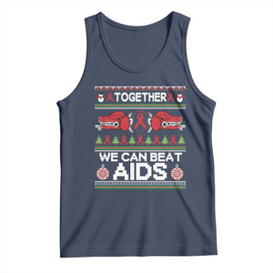 Together We Can Beat AIDS Tank Top HIV Awareness Boxing Ugly Sweater Gift TS12 Navy Print Your Wear
