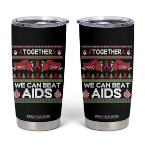 Together We Can Beat AIDS Tumbler Cup HIV Awareness Boxing Ugly Sweater Gift TS12 Black Print Your Wear
