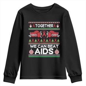 Together We Can Beat AIDS Youth Sweatshirt HIV Awareness Boxing Ugly Sweater Gift TS12 Black Print Your Wear