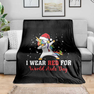 I Wear Red For World AIDS Day Throw Blanket Santa Unicorn Dabbing Christmas Gift TS12 Print Your Wear
