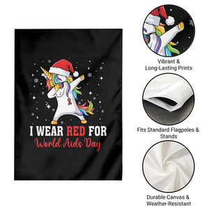 I Wear Red For World AIDS Day Garden Flag Santa Unicorn Dabbing Christmas Gift TS12 Print Your Wear