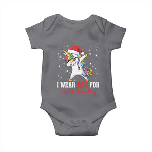I Wear Red For World AIDS Day Baby Onesie Santa Unicorn Dabbing Christmas Gift TS12 Charcoal Print Your Wear