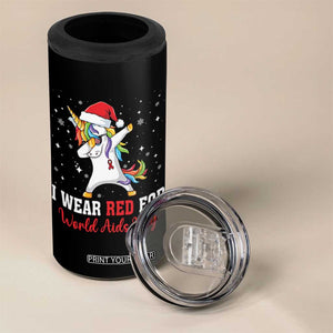 I Wear Red For World AIDS Day 4 in 1 Can Cooler Tumbler Santa Unicorn Dabbing Christmas Gift TS12 Print Your Wear