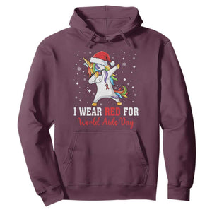I Wear Red For World AIDS Day Hoodie Santa Unicorn Dabbing Christmas Gift TS12 Maroon Print Your Wear