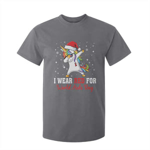 I Wear Red For World AIDS Day T Shirt For Kid Santa Unicorn Dabbing Christmas Gift TS12 Charcoal Print Your Wear