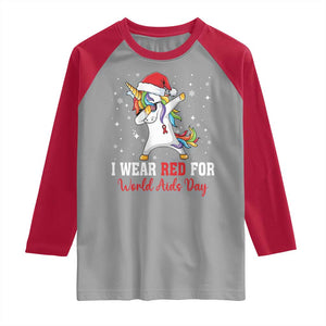 I Wear Red For World AIDS Day Raglan Shirt Santa Unicorn Dabbing Christmas Gift TS12 Sport Gray Red Print Your Wear