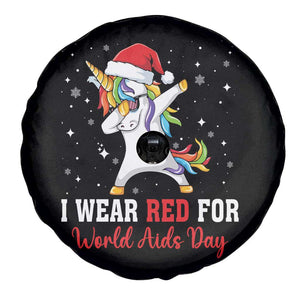 I Wear Red For World AIDS Day Spare Tire Cover Santa Unicorn Dabbing Christmas Gift TS12 Print Your Wear