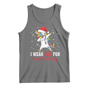 I Wear Red For World AIDS Day Tank Top Santa Unicorn Dabbing Christmas Gift TS12 Black Heather Print Your Wear