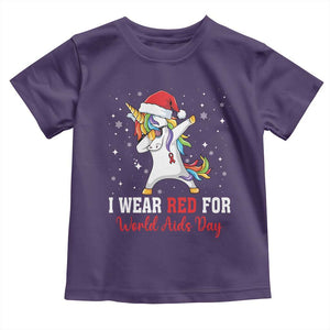 I Wear Red For World AIDS Day Toddler T Shirt Santa Unicorn Dabbing Christmas Gift TS12 Purple Print Your Wear