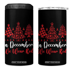 In December We Wear Red 4 in 1 Can Cooler Tumbler HIV Awareness Christmas Ribbon Tree Gift TS12 One Size: 16 oz Black Print Your Wear