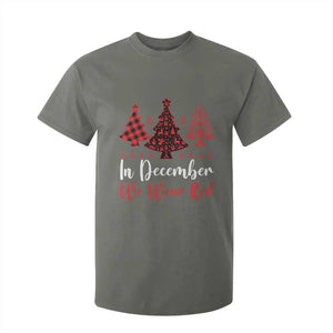 In December We Wear Red T Shirt For Kid HIV Awareness Christmas Ribbon Tree Gift TS12 Military Green Print Your Wear