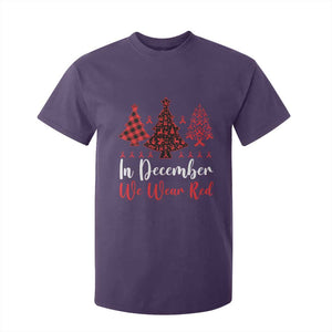 In December We Wear Red T Shirt For Kid HIV Awareness Christmas Ribbon Tree Gift TS12 Purple Print Your Wear