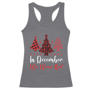 In December We Wear Red Racerback Tank Top HIV Awareness Christmas Ribbon Tree Gift - Print Your Wear