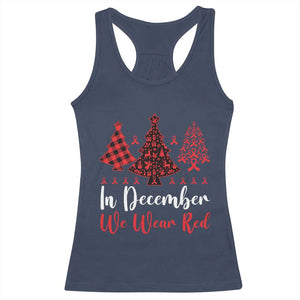In December We Wear Red Racerback Tank Top HIV Awareness Christmas Ribbon Tree Gift - Print Your Wear