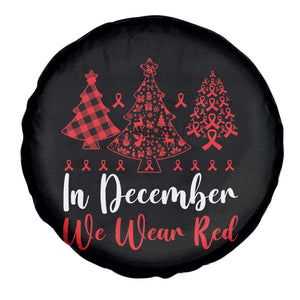 In December We Wear Red Spare Tire Cover HIV Awareness Christmas Ribbon Tree Gift TS12 Print Your Wear