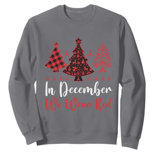 In December We Wear Red Sweatshirt HIV Awareness Christmas Ribbon Tree Gift TS12 Charcoal Print Your Wear