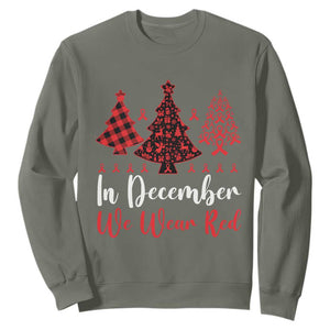 In December We Wear Red Sweatshirt HIV Awareness Christmas Ribbon Tree Gift TS12 Military Green Print Your Wear