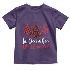In December We Wear Red Toddler T Shirt HIV Awareness Christmas Ribbon Tree Gift TS12 Purple Print Your Wear