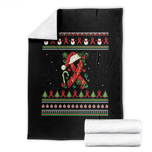 Santa Red Ribbon HIV Awareness Throw Blanket Ugly Sweater Christmas Gift TS12 Black Print Your Wear