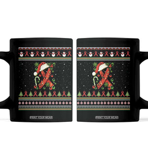 Santa Red Ribbon HIV Awareness Coffee Mug Ugly Sweater Christmas Gift TS12 Black Print Your Wear