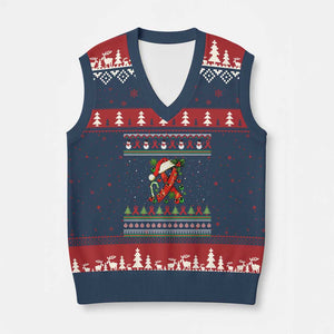 Santa Red Ribbon HIV Awareness V-Neck Knit Sweater Vest Ugly Sweater Xmas Gift TS12 Navy Red Print Your Wear