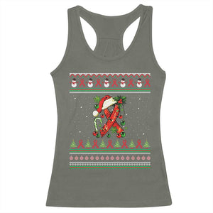 Santa Red Ribbon HIV Awareness Racerback Tank Top Ugly Sweater Christmas Gift TS12 Military Green Print Your Wear