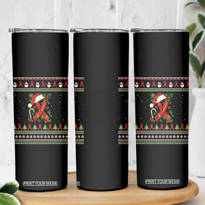 Santa Red Ribbon HIV Awareness Skinny Tumbler Ugly Sweater Christmas Gift TS12 Print Your Wear