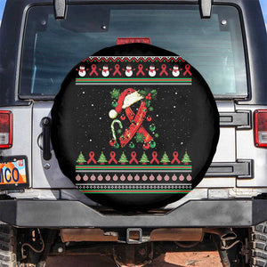 Santa Red Ribbon HIV Awareness Spare Tire Cover Ugly Sweater Christmas Gift TS12 No hole Black Print Your Wear