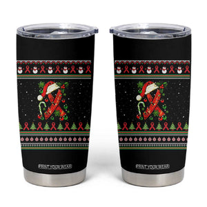 Santa Red Ribbon HIV Awareness Tumbler Cup Ugly Sweater Christmas Gift TS12 Black Print Your Wear
