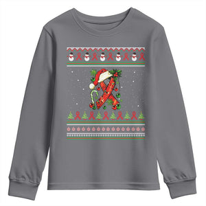 Santa Red Ribbon HIV Awareness Youth Sweatshirt Ugly Sweater Christmas Gift TS12 Charcoal Print Your Wear