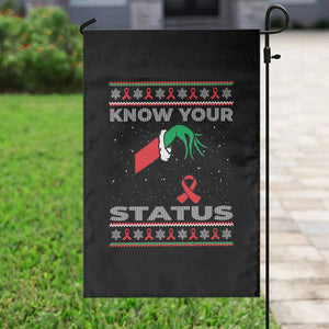Funny Know Your Status Green Hand Garden Flag Red Ribbon HIV Ugly Sweater Gift TS12 Print Your Wear