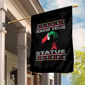 Funny Know Your Status Green Hand Garden Flag Red Ribbon HIV Ugly Sweater Gift TS12 Print Your Wear