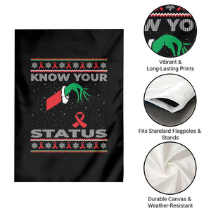 Funny Know Your Status Green Hand Garden Flag Red Ribbon HIV Ugly Sweater Gift TS12 Print Your Wear