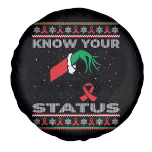Funny Know Your Status Green Hand Spare Tire Cover Red Ribbon HIV Ugly Sweater Gift TS12 Print Your Wear