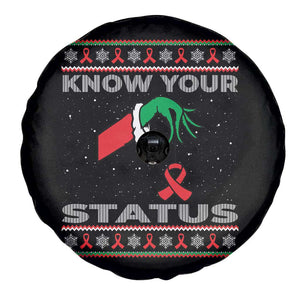 Funny Know Your Status Green Hand Spare Tire Cover Red Ribbon HIV Ugly Sweater Gift TS12 Print Your Wear