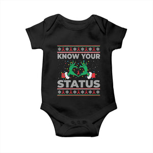 Know Your Status HIV Awareness Gift Baby Onesie Ugly Sweater Green Hand Red Ribbon TS12 Black Print Your Wear