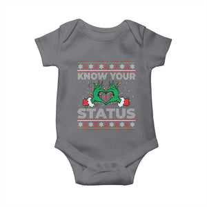 Know Your Status HIV Awareness Gift Baby Onesie Ugly Sweater Green Hand Red Ribbon TS12 Charcoal Print Your Wear