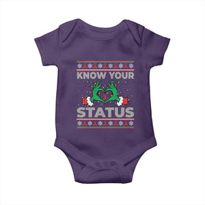 Know Your Status HIV Awareness Gift Baby Onesie Ugly Sweater Green Hand Red Ribbon TS12 Purple Print Your Wear