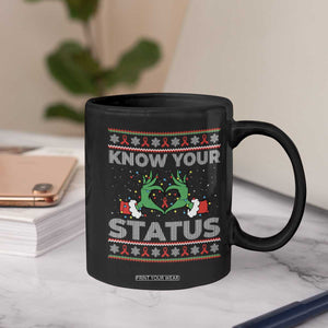 Know Your Status HIV Awareness Gift Coffee Mug Ugly Sweater Green Hand Red Ribbon TS12 Print Your Wear