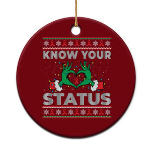 Know Your Status HIV Awareness Gift Ceramic Ornament Ugly Sweater Green Hand Red Ribbon TS12 1pc Red Print Your Wear
