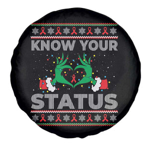 Know Your Status HIV Awareness Gift Spare Tire Cover Ugly Sweater Green Hand Red Ribbon TS12 Print Your Wear