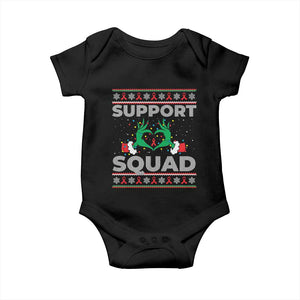 Support Squad HIV Awareness Gift Baby Onesie Green Hand Red Ribbon Ugly Sweater Christmas Gift TS12 Black Print Your Wear