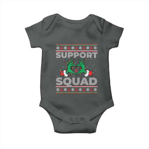 Support Squad HIV Awareness Gift Baby Onesie Green Hand Red Ribbon Ugly Sweater Christmas Gift TS12 Dark Heather Print Your Wear