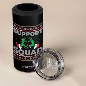 Support Squad HIV Awareness Gift 4 in 1 Can Cooler Tumbler Green Hand Red Ribbon Ugly Sweater Christmas Gift TS12 Print Your Wear