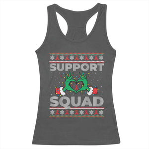 Support Squad HIV Awareness Gift Racerback Tank Top Green Hand Red Ribbon Ugly Sweater Christmas Gift TS12 Dark Heather Print Your Wear